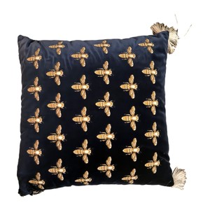 Casa Padrino Decorative Cushion Bees Navy / Gold - Pillow with Filling