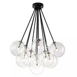 Casa Padrino Suspension Noir / Transparent Ø 66 x H. 95 cm - Suspension Moderne avec 13 Boules en Verre Casa Padrino Suspension Noir / Transparent Ø 66 x H. 95 cm - Suspension Moderne avec 13 Boules en Verre