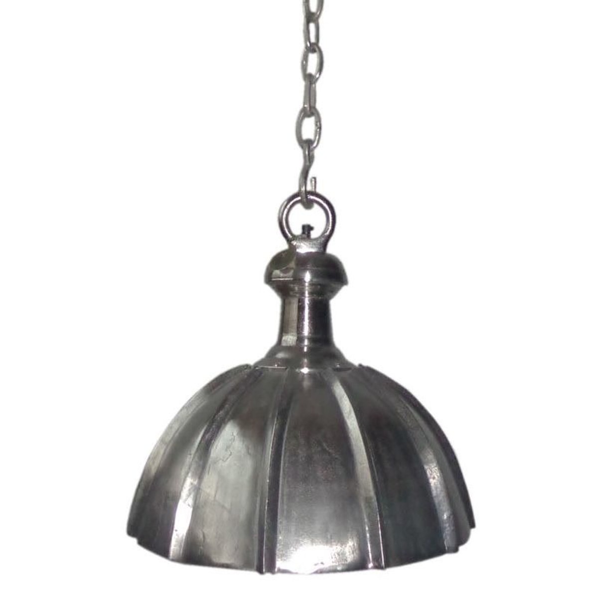 Casa Padrino Suspension Argent Ø 48 x H. 48 cm - Suspension Dôme Cannelée en Aluminium Casa Padrino Suspension Argent Ø 48 x H. 48 cm - Suspension Dôme Cannelée en Aluminium