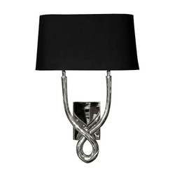 Casa Padrino Applique di Lusso Argento / Nero 18 x 13 x H. 48 cm - Applique a Due Bracci con Paralume Casa Padrino Applique di Lusso Argento / Nero 18 x 13 x H. 48 cm - Applique a Due Bracci con Paralume