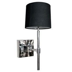 Luxus Wandleuchte Silber mit Ausleger und schwarzem zylindrischem Lampenschirm 32 cm