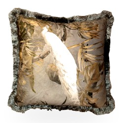 Casa Padrino Cojín decorativo Pavo real blanco gris-verde / crema - Cojín con relleno Casa Padrino Cojín decorativo Pavo real blanco gris-verde / crema - Cojín con relleno
