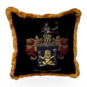 Casa Padrino Decorative Cushion Coat of Arms Schertel von Burtenbach Black / Gold - Pillow with Filling