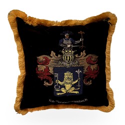 Casa Padrino Decorative Cushion Coat of Arms Schertel von Burtenbach Black / Gold - Pillow with Filling Casa Padrino Decorative Cushion Coat of Arms Schertel von Burtenbach Black / Gold - Pillow with Filling