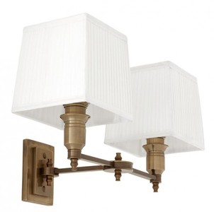 Eichholtz Wandleuchte Lexington Double Antik Messing mit Lampenschirmen