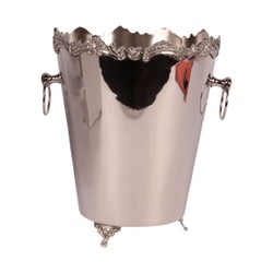 Casa Padrino Luxury Champagne Cooler Silver Ø 26 x H. 28 cm - Wine Cooler with Baroque Rim Casa Padrino Luxury Champagne Cooler Silver Ø 26 x H. 28 cm - Wine Cooler with Baroque Rim