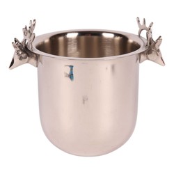 Casa Padrino Enfriador Plata 24 x 16 x H. 20 cm - Cubitera con Asas de Cabeza de Ciervo Casa Padrino Enfriador Plata 24 x 16 x H. 20 cm - Cubitera con Asas de Cabeza de Ciervo