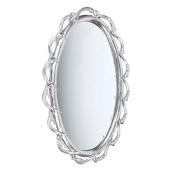 Casa Padrino Luxury Wall Mirror Silver 41 x 8 x H. 66 cm - Oval Mirror with Antler Frame Casa Padrino Luxury Wall Mirror Silver 41 x 8 x H. 66 cm - Oval Mirror with Antler Frame