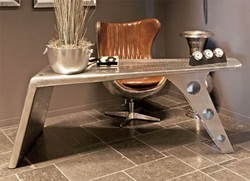 Casa Padrino Bureau de Luxe en Aluminium Argent 234 x 80 x H. 78 cm - Meuble de Bureau Aviateur Casa Padrino Bureau de Luxe en Aluminium Argent 234 x 80 x H. 78 cm - Meuble de Bureau Aviateur