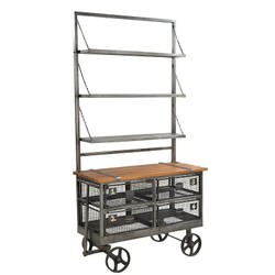 Casa Padrino Desserte de Style Industriel Anthracite / Brun 106 x 48 x H. 208 cm - Chariot avec Étagère et 4 Tiroirs Grillagés Casa Padrino Desserte de Style Industriel Anthracite / Brun 106 x 48 x H. 208 cm - Chariot avec Étagère et 4 Tiroirs Grillagés