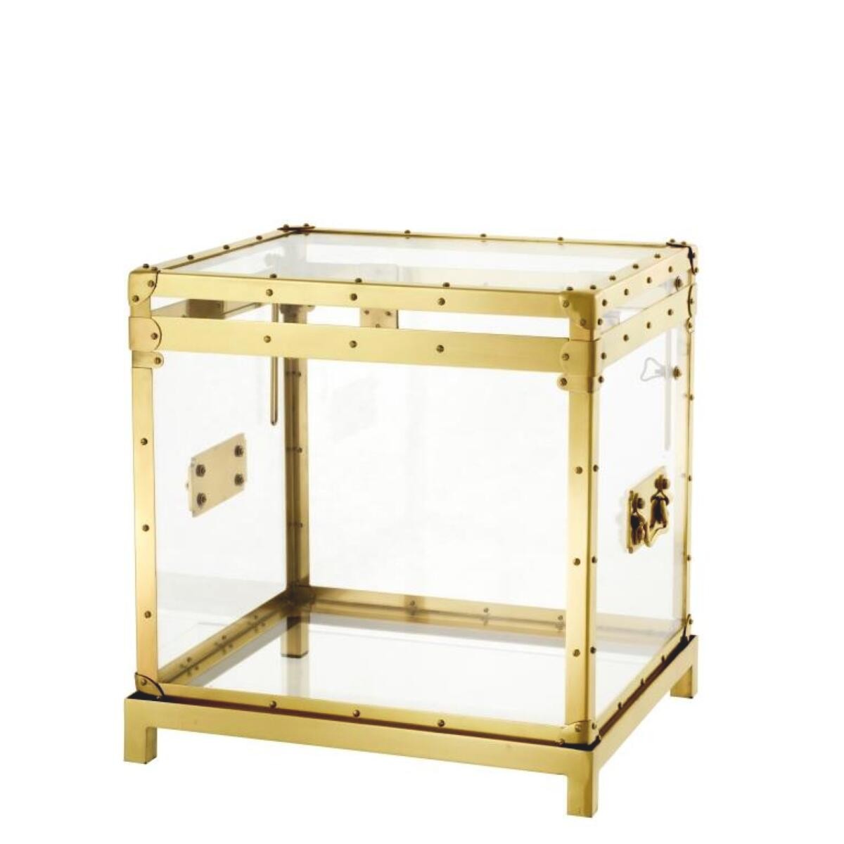 Eichholtz Flightcase Exposed Beistelltisch aus Acryl mit Rahmen in Gold Eichholtz Flightcase Exposed Beistelltisch aus Acryl mit Rahmen in Gold