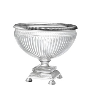 Casa Padrino Cuenco de Cristal de Lujo Burton Plateado con Pedestal y Pies de Garra 35x35x32 cm Casa Padrino Cuenco de Cristal de Lujo Burton Plateado con Pedestal y Pies de Garra 35x35x32 cm