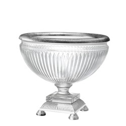 Casa Padrino Luxury Glass Bowl Burton Silver Plated with Pedestal and Claw Feet 35x35x32 cm