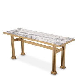 Casa Padrino Luxury Console Table The One in Brushed Brass and White Marble 150 cm
