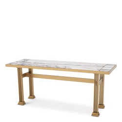 Casa Padrino Luxury Console Table The One in Brushed Brass and White Marble 150 cm