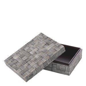 Casa Padrino Caja decorativa Orson S Negro Blanco - Cofre rectangular con patron de cuadros Casa Padrino Caja decorativa Orson S Negro Blanco - Cofre rectangular con patron de cuadros