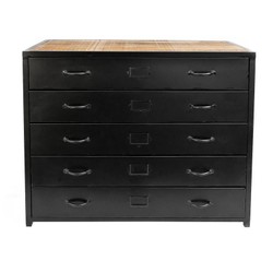 Casa Padrino Industrial Style Drawer Cabinet Black / Brown 100 x 45 x H. 80 cm - Metal Chest with 5 Drawers