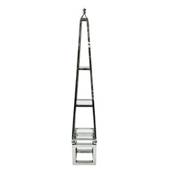 Casa Padrino Estantería de Lujo de Acero Inoxidable Plateado 28 x 28 x H. 168 cm - Obelisco con 4 Baldas de Cristal Casa Padrino Estantería de Lujo de Acero Inoxidable Plateado 28 x 28 x H. 168 cm - Obelisco con 4 Baldas de Cristal