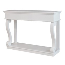 Casa Padrino Console de Luxe Blanc 140 x 45 x H. 100 cm - Haute Console à Pieds Galbés Casa Padrino Console de Luxe Blanc 140 x 45 x H. 100 cm - Haute Console à Pieds Galbés