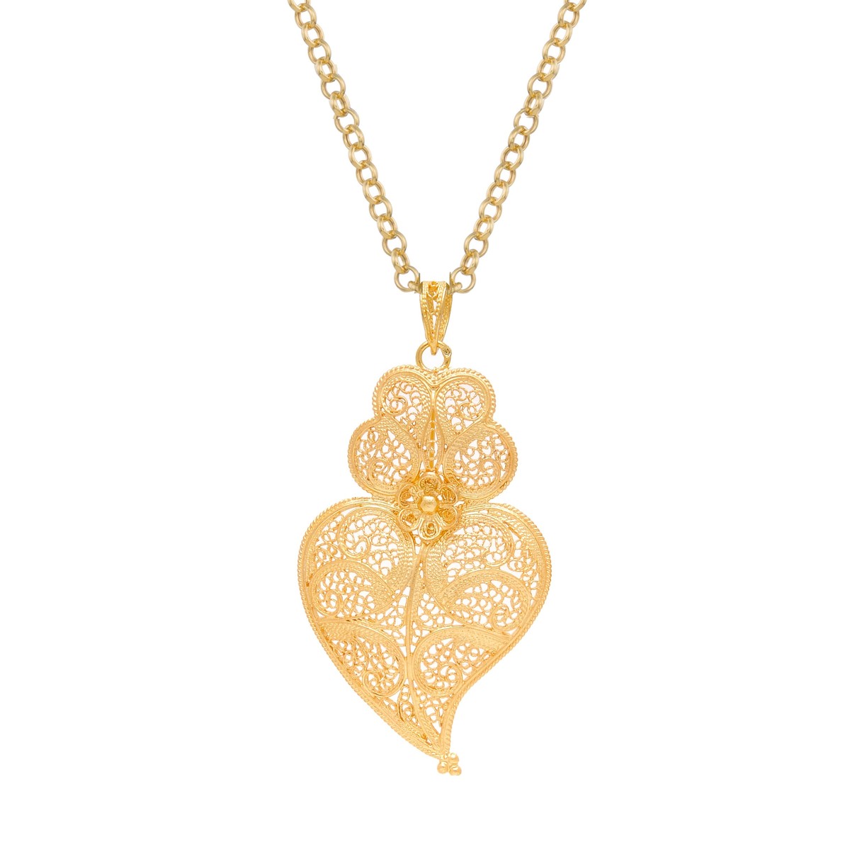 Casa Padrino Collar Corazón de Viana 5,5cm de Plata bañada en oro Casa Padrino Collar Corazón de Viana 5,5cm de Plata bañada en oro