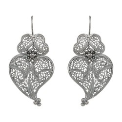 Casa Padrino Pendientes Corazón de Viana 4,0cm de Plata Casa Padrino Pendientes Corazón de Viana 4,0cm de Plata