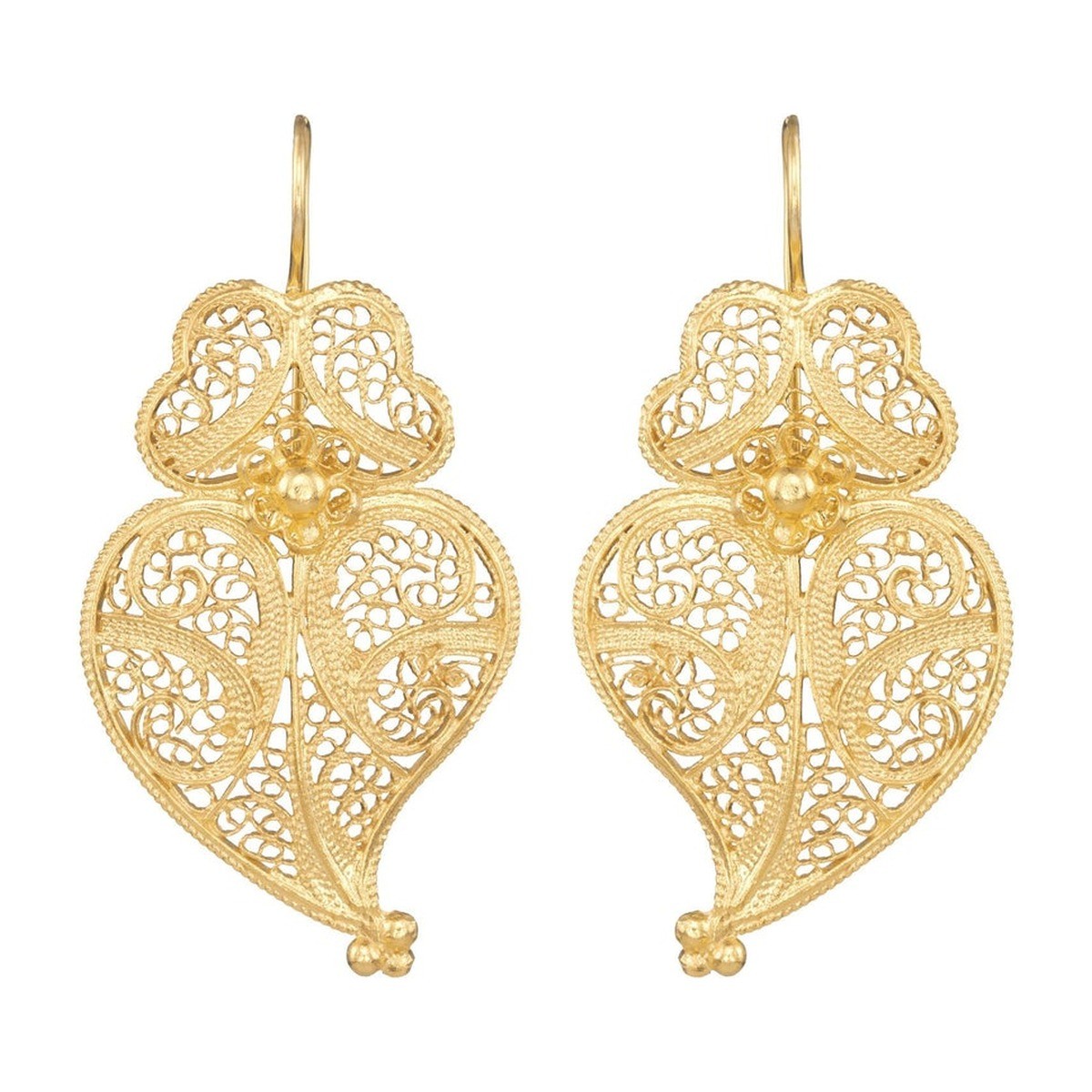 Casa Padrino Pendientes Corazón de Viana 4,0cm de Plata bañada en oro Casa Padrino Pendientes Corazón de Viana 4,0cm de Plata bañada en oro