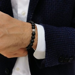 Casa Padrino Pulsera Conta de Viana de Plata y Ónice Casa Padrino Pulsera Conta de Viana de Plata y Ónice