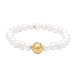Casa Padrino Pulsera Conta de Viana de Plata bañada en oro con Perlas Casa Padrino Pulsera Conta de Viana de Plata bañada en oro con Perlas
