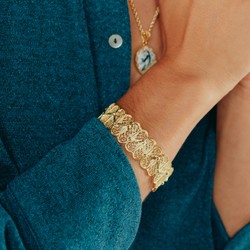 Casa Padrino Pulsera Corazones de Plata bañada en oro Casa Padrino Pulsera Corazones de Plata bañada en oro