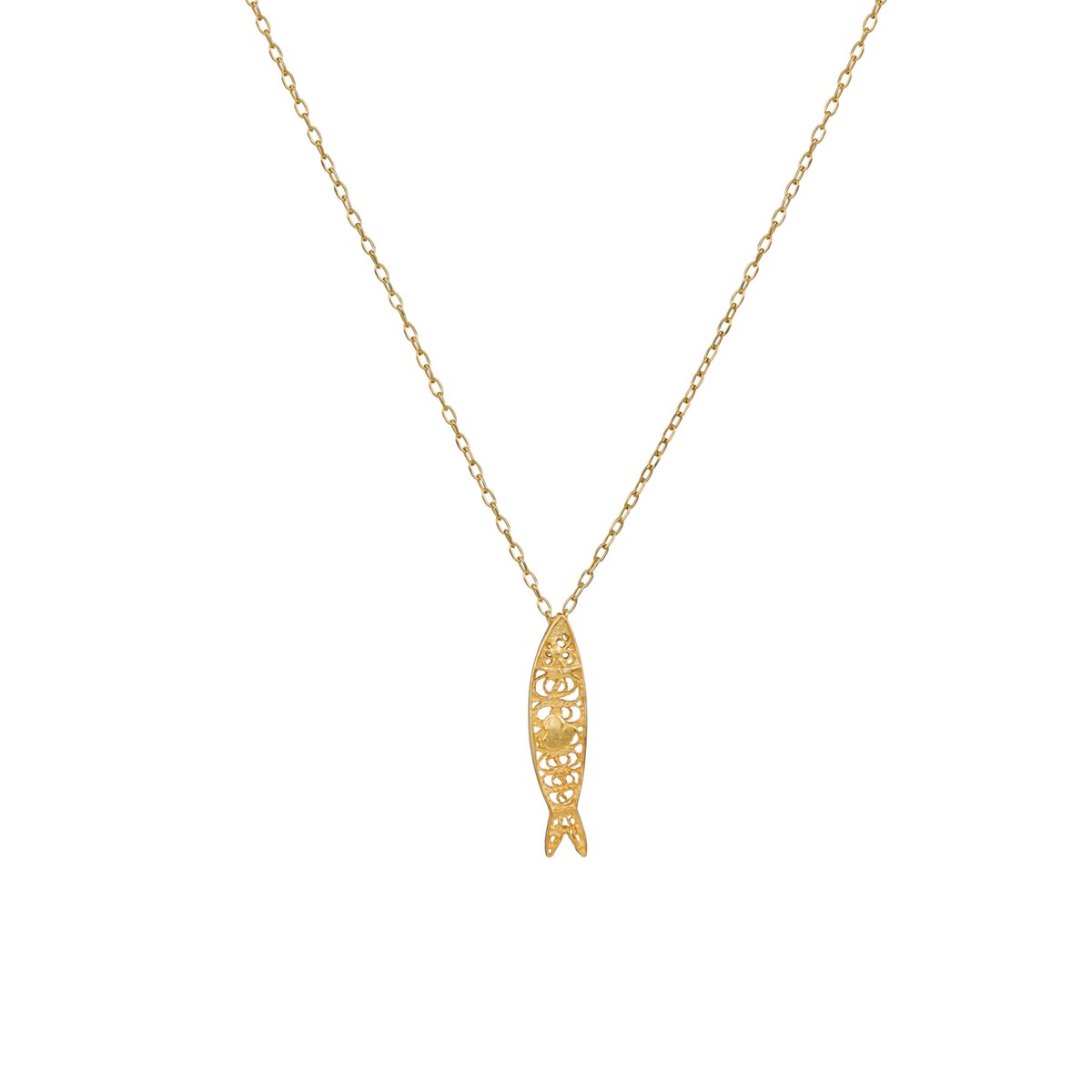 Casa Padrino Collar Sardina de Plata bañada en oro Casa Padrino Collar Sardina de Plata bañada en oro