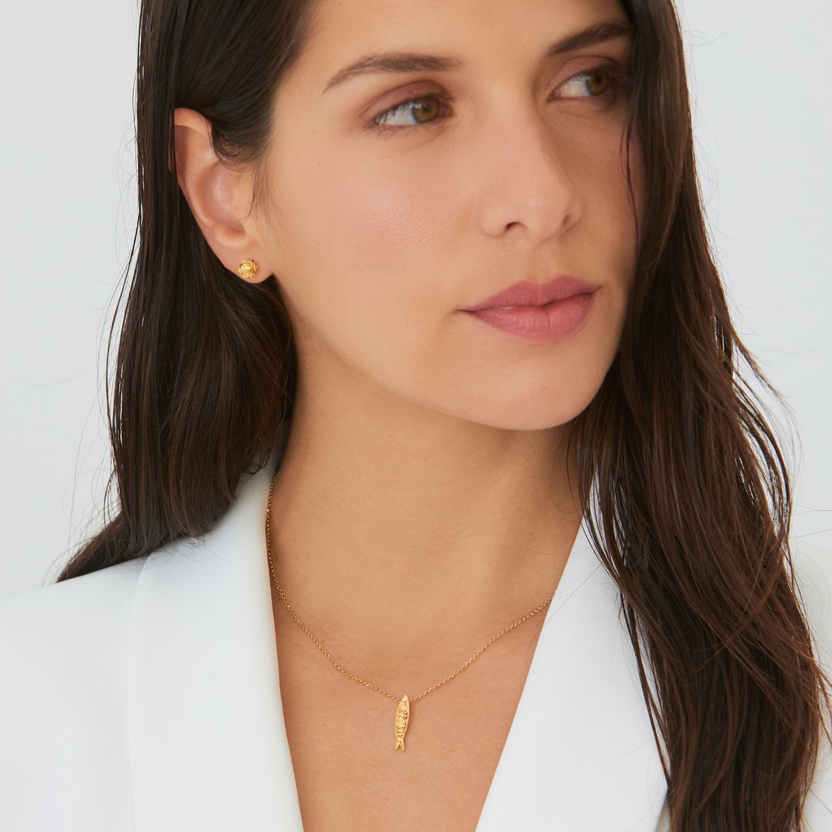 Casa Padrino Collar Sardina de Plata bañada en oro Casa Padrino Collar Sardina de Plata bañada en oro