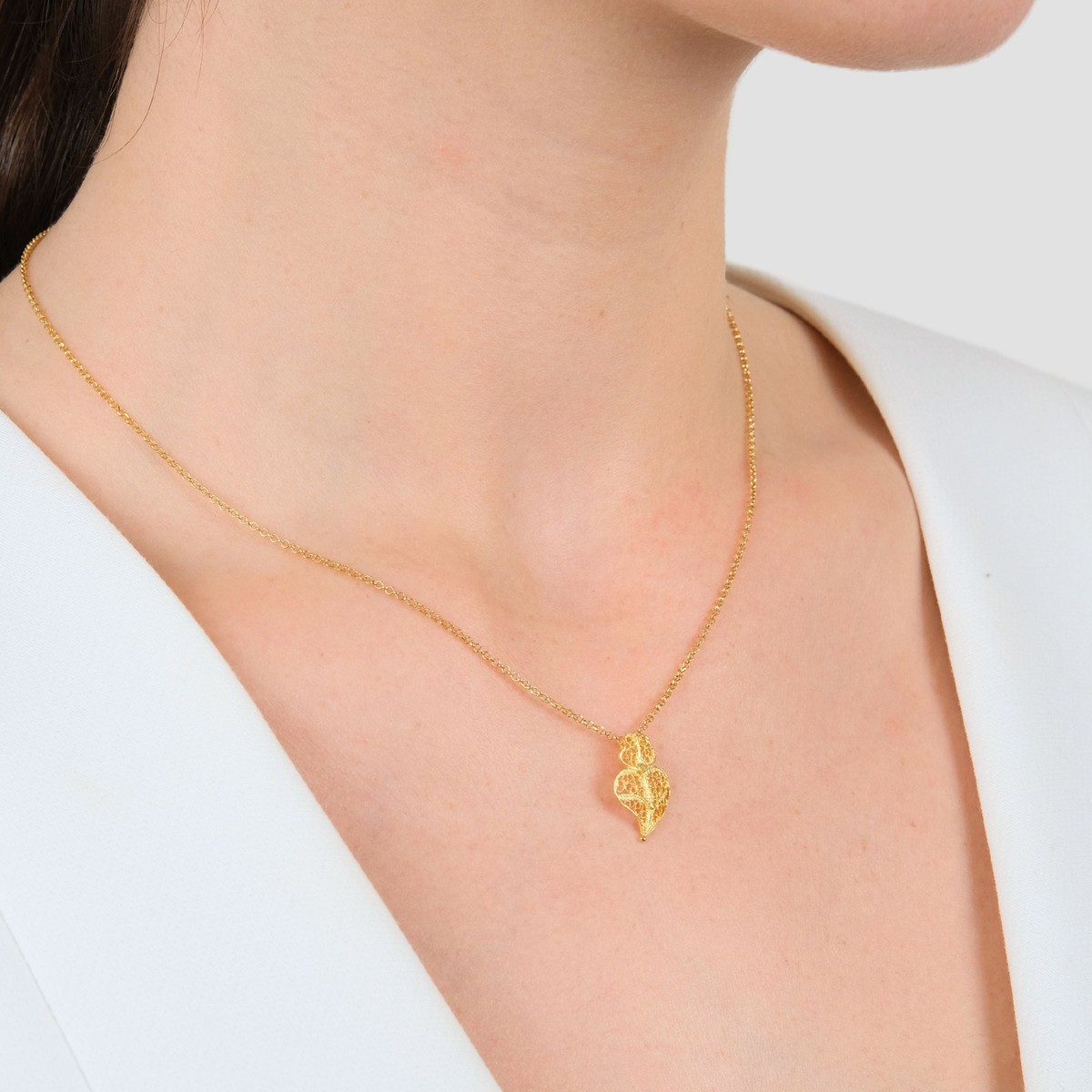 Casa Padrino Collar Corazón de Viana de Plata bañada en oro Casa Padrino Collar Corazón de Viana de Plata bañada en oro