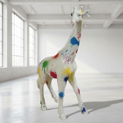 Casa Padrino escultura decorativa de lujo Giraffe Splash A. 77 cm - Escultura decorativa - Figura decorativa - Figura de animal - Decoración de jardín