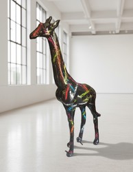 Casa Padrino sculpture décorative de luxe Giraffe Splash H. 210 cm - Immense sculpture de jardin - Sculpture grandeur nature - Sculpture décorative XXL Casa Padrino sculpture décorative de luxe Giraffe Splash H. 210 cm - Immense sculpture de jardin - Sculpture grandeur nature - Sculpture décorative XXL