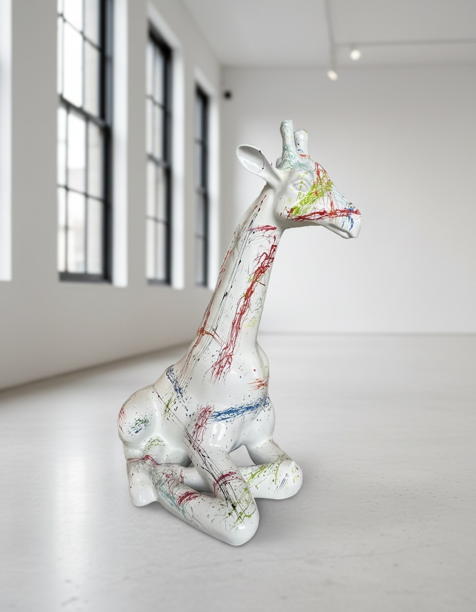Casa Padrino scultura decorativa di lusso Giraffe Sitzt Splash A. 80 cm - Scultura decorativa - Figura decorativa - Figura animale - Decorazione da giardino Casa Padrino scultura decorativa di lusso Giraffe Sitzt Splash A. 80 cm - Scultura decorativa - Figura decorativa - Figura animale - Decorazione da giardino