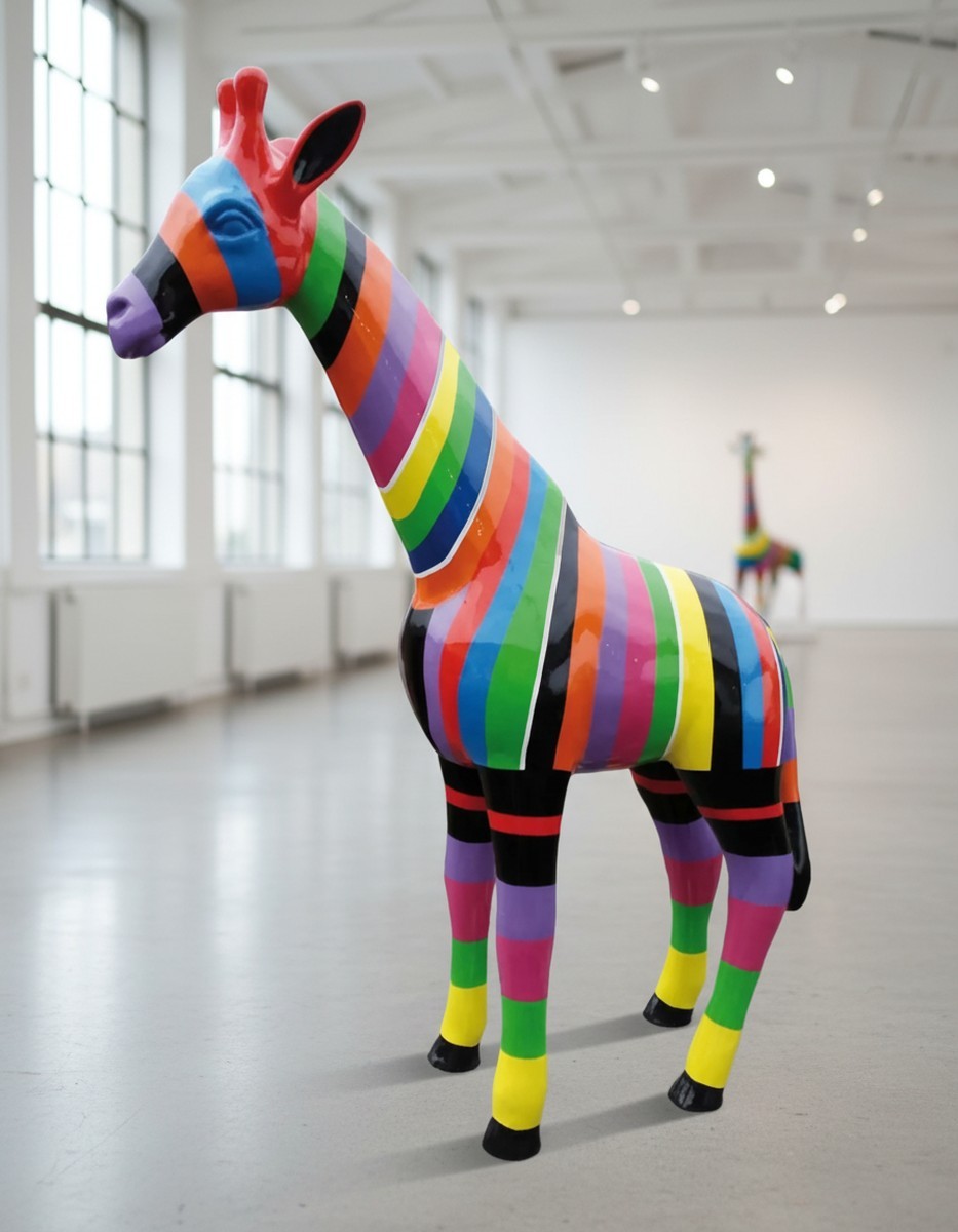 Casa Padrino scultura decorativa di lusso Giraffe Gestreift A. 50 cm - Scultura decorativa - Figura decorativa - Figura animale - Decorazione da giardino Casa Padrino scultura decorativa di lusso Giraffe Gestreift A. 50 cm - Scultura decorativa - Figura decorativa - Figura animale - Decorazione da giardino