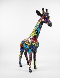Casa Padrino luxury decorative sculpture Giraffe Graffiti H. 50 cm - Decorative sculpture - Decorative figure - Animal figure - Garden decoration Casa Padrino luxury decorative sculpture Giraffe Graffiti H. 50 cm - Decorative sculpture - Decorative figure - Animal figure - Garden decoration