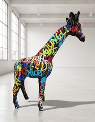 Casa Padrino luxury decorative sculpture Giraffe Graffiti H. 50 cm - Decorative sculpture - Decorative figure - Animal figure - Garden decoration Casa Padrino luxury decorative sculpture Giraffe Graffiti H. 50 cm - Decorative sculpture - Decorative figure - Animal figure - Garden decoration