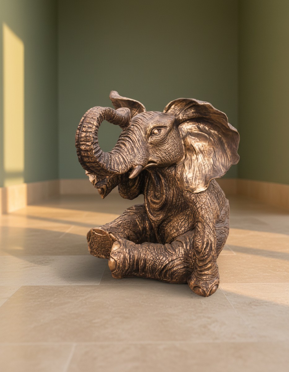 Casa Padrino luxury decorative sculpture Elefant Für Couchtisch H. 46 cm - Decorative sculpture - Decorative figure - Animal figure - Garden decoration Casa Padrino luxury decorative sculpture Elefant Für Couchtisch H. 46 cm - Decorative sculpture - Decorative figure - Animal figure - Garden decoration