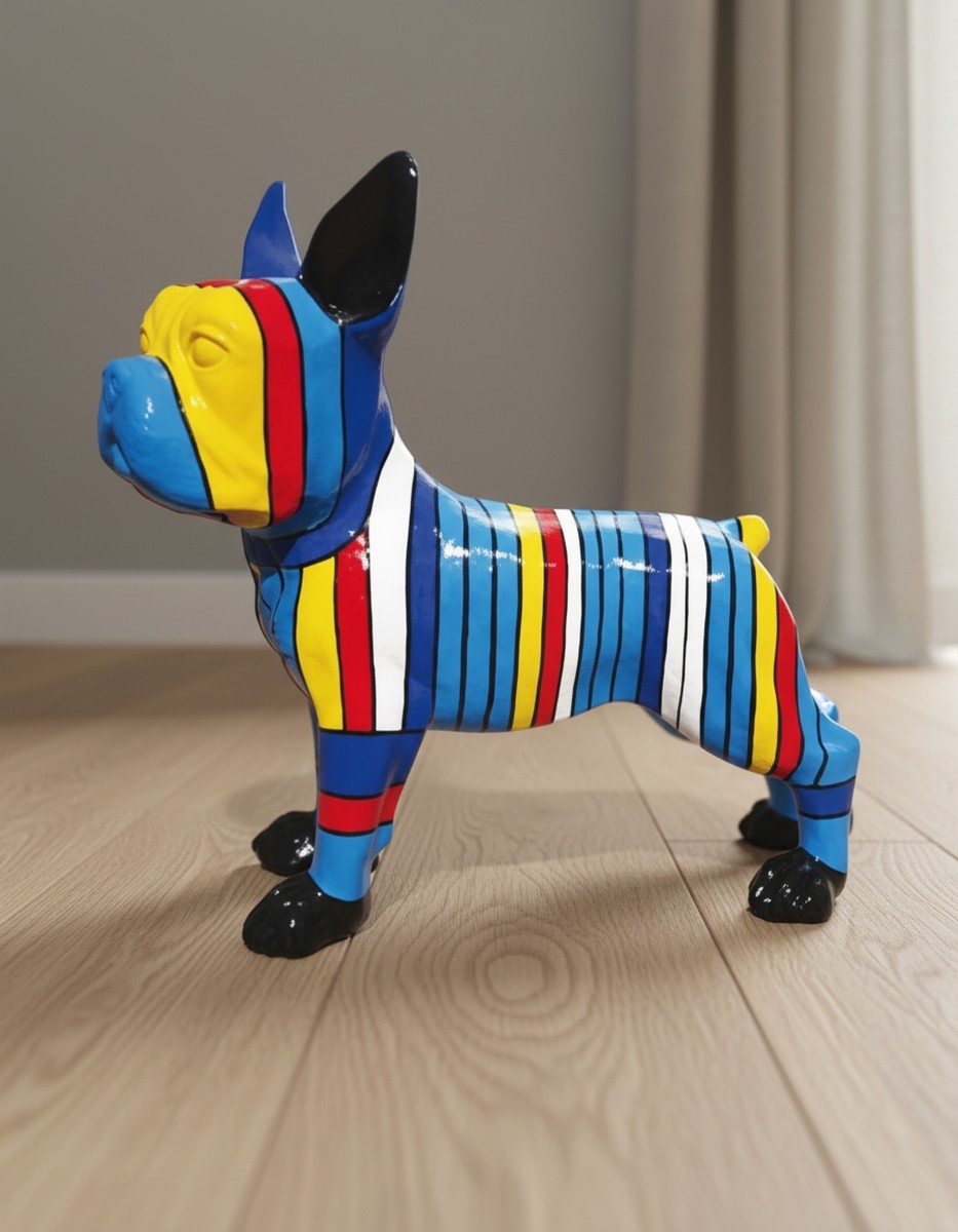 Casa Padrino Luxus Deko Skulptur Hund Französische Bulldogge Rykiel Stripes H. 178 cm - Riesige Gartenskulptur - Lebensgroße Skulptur - XXL Deko Skulptur - XXL Deko Figur Casa Padrino Luxus Deko Skulptur Hund Französische Bulldogge Rykiel Stripes H. 178 cm - Riesige Gartenskulptur - Lebensgroße Skulptur - XXL Deko Skulptur - XXL Deko Figur