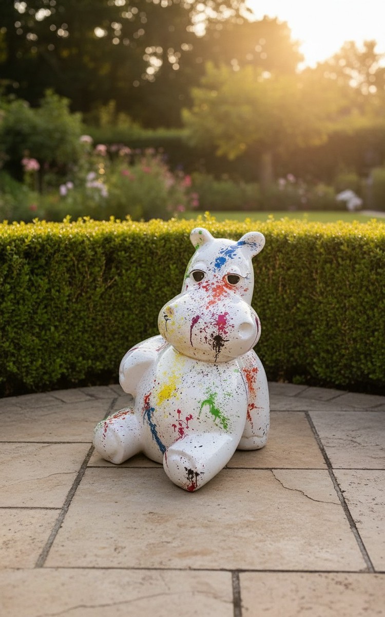 Casa Padrino scultura decorativa di lusso Nilpferd Sitzen Splash A. 95 cm - Scultura decorativa - Figura decorativa - Figura animale - Decorazione da giardino Casa Padrino scultura decorativa di lusso Nilpferd Sitzen Splash A. 95 cm - Scultura decorativa - Figura decorativa - Figura animale - Decorazione da giardino