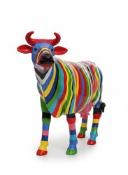 Casa Padrino Luxus Deko Skulptur Kuh Multicolored Striped Cow H. 150 cm - Riesige Gartenskulptur - Lebensgroße Skulptur - XXL Deko Skulptur - XXL Deko Figur Casa Padrino Luxus Deko Skulptur Kuh Multicolored Striped Cow H. 150 cm - Riesige Gartenskulptur - Lebensgroße Skulptur - XXL Deko Skulptur - XXL Deko Figur