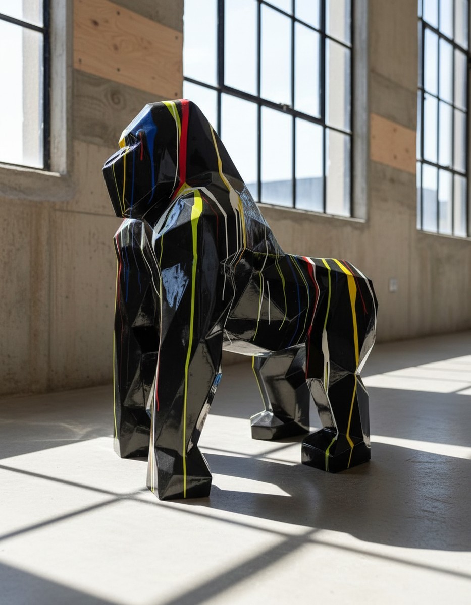 Casa Padrino escultura decorativa de lujo Affe Gorilla Facetten Trash A. 128 cm - Escultura de jardín enorme - Escultura de tamaño natural - Escultura decorativa XXL Casa Padrino escultura decorativa de lujo Affe Gorilla Facetten Trash A. 128 cm - Escultura de jardín enorme - Escultura de tamaño natural - Escultura decorativa XXL