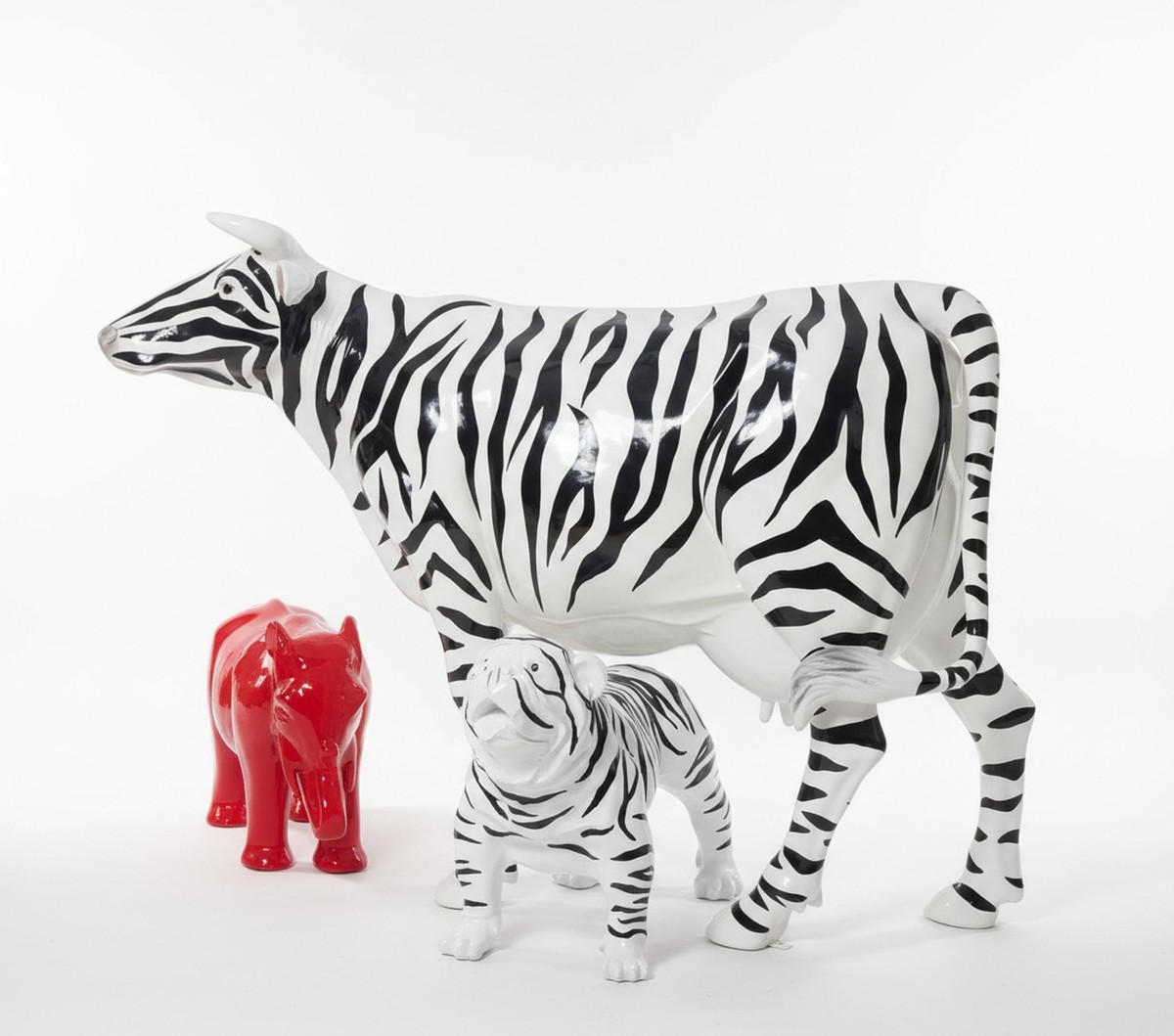 Casa Padrino scultura decorativa di lusso Kuh Zebra A. 150 cm - Enorme scultura da giardino - Scultura a grandezza naturale - Scultura decorativa XXL Casa Padrino scultura decorativa di lusso Kuh Zebra A. 150 cm - Enorme scultura da giardino - Scultura a grandezza naturale - Scultura decorativa XXL