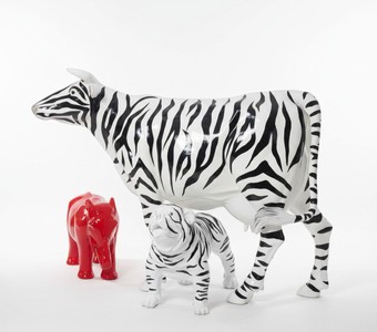 Casa Padrino scultura decorativa di lusso Kuh Zebra A. 150 cm - Enorme scultura da giardino - Scultura a grandezza naturale - Scultura decorativa XXL Casa Padrino scultura decorativa di lusso Kuh Zebra A. 150 cm - Enorme scultura da giardino - Scultura a grandezza naturale - Scultura decorativa XXL