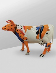 Casa Padrino Luxus Deko Skulptur Kuh Multicolored H. 155 cm - Riesige Gartenskulptur - Lebensgroße Skulptur - XXL Deko Skulptur - XXL Deko Figur