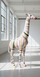 Casa Padrino scultura decorativa di lusso Giraffe Streifen A. 210 cm - Enorme scultura da giardino - Scultura a grandezza naturale - Scultura decorativa XXL Casa Padrino scultura decorativa di lusso Giraffe Streifen A. 210 cm - Enorme scultura da giardino - Scultura a grandezza naturale - Scultura decorativa XXL