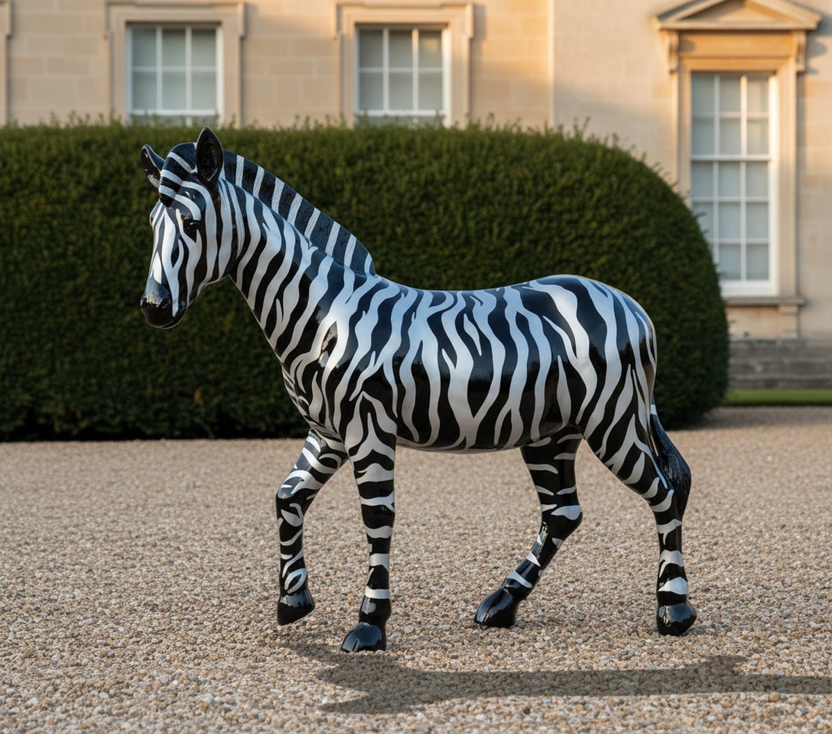 Casa Padrino sculpture décorative de luxe Pferd Zebra H. 170 cm - Immense sculpture de jardin - Sculpture grandeur nature - Sculpture décorative XXL Casa Padrino sculpture décorative de luxe Pferd Zebra H. 170 cm - Immense sculpture de jardin - Sculpture grandeur nature - Sculpture décorative XXL