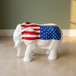 Casa Padrino Luxus Deko Skulptur Elefant USA FLAG H. 60 cm - Deko Skulptur - Deko Figur - Tierfigur - Gartendeko Casa Padrino Luxus Deko Skulptur Elefant USA FLAG H. 60 cm - Deko Skulptur - Deko Figur - Tierfigur - Gartendeko