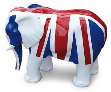 Casa Padrino sculpture décorative de luxe Elefant English FLAG H. 60 cm - Sculpture décorative - Figurine décorative - Figurine animale - Décoration de jardin Casa Padrino sculpture décorative de luxe Elefant English FLAG H. 60 cm - Sculpture décorative - Figurine décorative - Figurine animale - Décoration de jardin